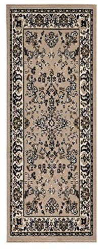 andiamo klassischer Orient Teppich Webteppich mit orientalischen Mustern und Ornamenten Beige 60 x 180 cm