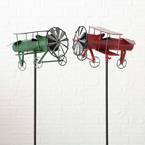 BOLTZE Gartenstab Flugzeug Doppeldecker Windrad Retro Stückpreis