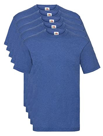 Fruit of the Loom Valueweight 5 Pack T-Shirt, Blu (Retro Heather Royal R6), Large (Pacco da 5) Uomo