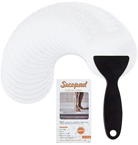 Secopad Pegatinas Antideslizantes para bañera, 24 Piezas de Seguridad bañeras duchas peldaños Adhesivos con raspador (Blanco)