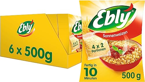 EBLY® Sonnenweizen Kochbeutel 10 Minuten 6x500g | Sonnenweizen im Kochbeutel, In 10 Minuten fertig, Ideal als Beilage oder für Salata und Pfannengerichte