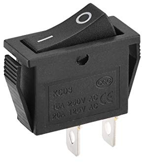 sourcing map Interrupteur à Bascule 2 Broches ON/OFF AC 250V/15A 125V/20A | Bascule Bateau Interrupteur Noir, 1Pcs, Bascule Interrupteur à Bascule pour Bateau Voiture Marine