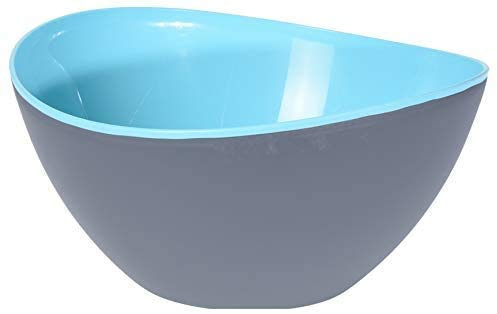 Koop Homewares Large 3.4L Plastic Mixing Bowl, Duotone Grey & Blue | 25x12.5cm Dishwasher & Freezer-Safe Serving, Salad & Popcorn Bowl | House & Kitchen Essentials for New Home, Baking Accessories