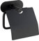 WENKO Turbo-Loc Toilettenpapierhalter mit Deckel Orea Black Matt, Befestigen ohne Bohren, Papierrollenhalter mit Deckel zum Schutz, Massive Qualität, rostfreier Edelstahl, 14 x 12,5 x 7 cm