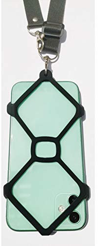 Universal Phone Lanyard Silicone Case Holder fit 4.5''- 6.5'' Smartphone with Adjustable Neck Strap for iPhone 11 Pro X 8 7 6 Plus SE Samsung Galaxy Note Huawei (Black)