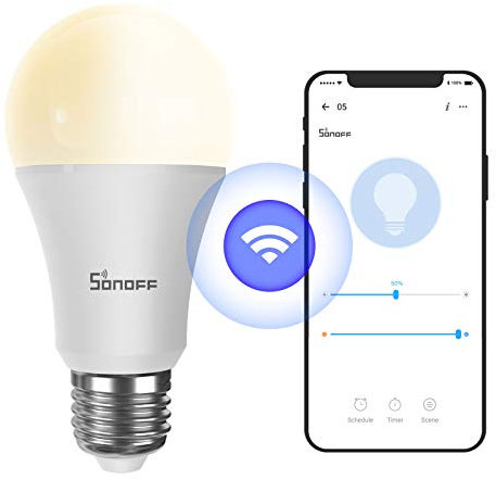 SONOFF WiFi Lampadina LED Smart a baionetta B02-B-A60, E27, 9W, 806Lm, doppio colore, luminosità e temperatura del colore regolabili, Alexa supportato, 2.4G wifi, APP controllo, Nessun hub Richiesto
