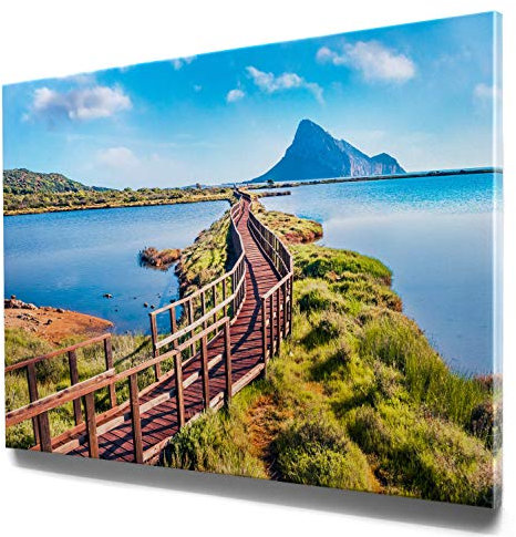 Einfach schönes Sardinien Bild auf Leinwand, Strand Taverna als 120x60cm großes XXL Leinwandbild. Wandbild als Hintergrund und Deko für Wohnzimmer & Schlafzimmer. Aufgespannt auf Holzrahmen