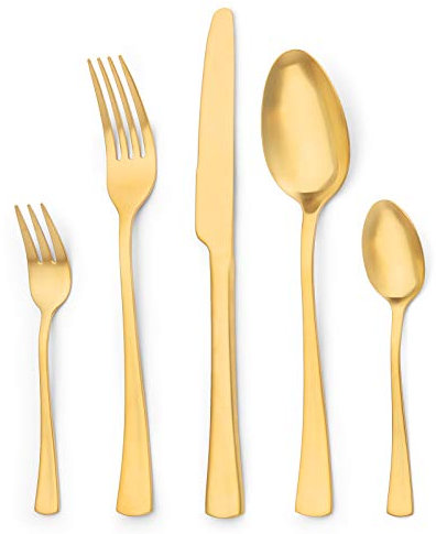 Sharecook 30 Stück Edelstahlbesteck,Besteck Besteck-Set,Messer Gabeln Löffel Set,Goldenes Besteck 6 Personen (Gold)