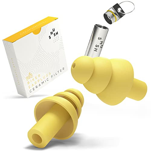Tapones de Oído para Moto - Shush Biker - Protección Auditiva contra el Viento - Con Filtro de Cerámica
