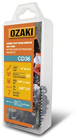 Ozaki – Sägekette .3/8 Zoll LP (Low Profile) – Stärke 1,1 mm (0,43 Zoll) – Hohlkammerprofil halbstätig – 50 Treibglieder