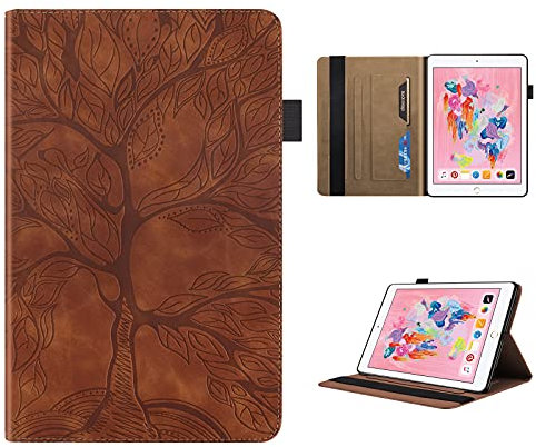 CXTcase Hülle für iPad 9,7 2018/2017 (6/5 Generazione) iPad Air/Air 2, PU Leder Folio Flip Magnetische Stifthalter Smart Cover Case Ständer FunktionSchutzhülle iPad 9,7,Braun