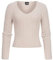 Styleboom Fashion Damen kurzer V-Neck Fluffy Pullover Kunstfell beige