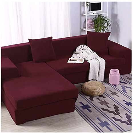 Daesar Sofaüberwürfe Wasserdicht 190-230, Sofabezug Ecksofa 3 Sitzer Modern Dunkelrot Sofa Überwurf Polyester