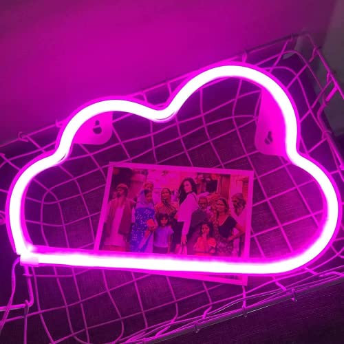 Letimor Rosa Led Wolke Neon Schild Leuchtschilder - Batterie oder USB Neon Wandschild für Wanddekor | Wolkenlicht Nachtlicht Neon Lights für Schlafzimmer Kinderparty Geburtstag Weihnachten