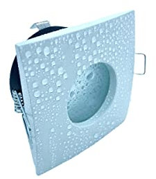 Partenopeautensili® Faretto con portalampada attacco GU10 Led impermeabile IP54 per bagno turco cromoterapia ad incasso (Senza Faretto, Quadrato Bianco)
