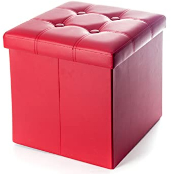 BIANCHERIAWEB Sitzsack aus Kunstleder, zusammenklappbar, Bordeaux, 38 x 38 cm