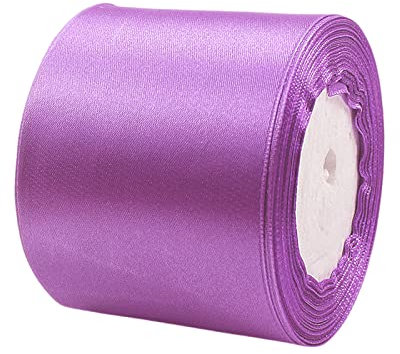 23m Satinband Geschenkband Lila 75mm Breit,Trauer Band Lila Schleifenband Satin Dekoband Geschenkverpackung Deko Band Stoffband für Halloween Weihnachten Hochzeit Taufe Geburtstag DIY-Handwerk