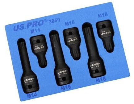 US PRO Tools 6pc 1/2 DR Impact Spline Bit Sockets Shallow & Deep M14 M16 M18 3859