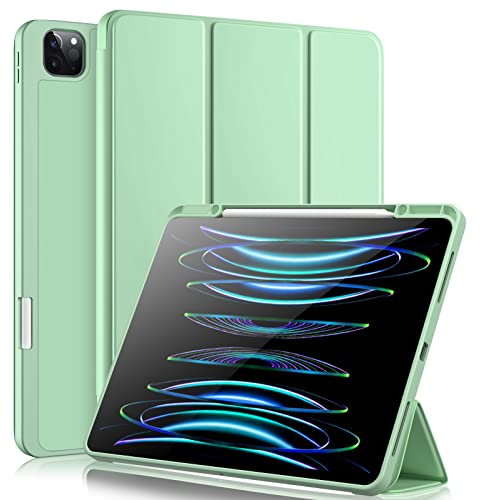 Vobafe Funda Compatible con iPad Pro 12.9 de 6.ª/5.ª/4.ª/3.ª Generación, Carcasa Trasera Flexible de TPU con Soporte para Lápiz para iPad Pro 12.9 2022/2021/2020/2018, Verde Matcha