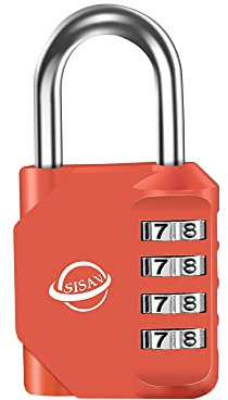 SISAV Candado de combinación de 4 dígitos para exteriores para taquilla de gimnasio escolar, casillero deportivo, puerta de valla, puerta, cerrojos y caja de herramientas, naranja rojo