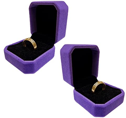2 x Ringetui für Verlobungsringe/Ringbox für Ringe Ringschachtel für Verlobungsring Schmuckschachtel für Hochzeit/Valentinstag Geschenkbox Schmuckkästchen Heiratsantrag Trauringetui Schmucketui Lila