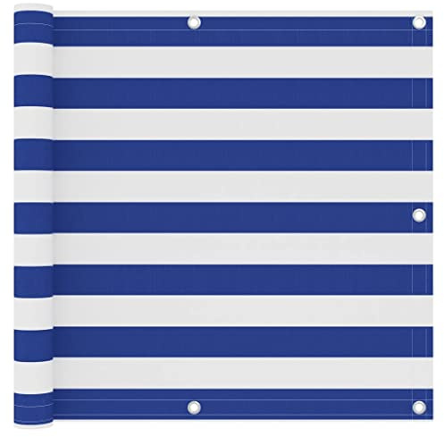 HIGSOSE Brise-Vue pour Balcon Blanc et Bleu 90x500 cm en Tissu Oxford Écran de Jardin Imperméable et Résistant au Vent Couverture de Confidentialité Paravent Extérieur Auvent Terrasse Piscine