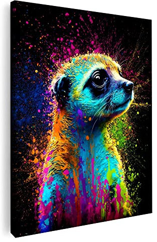 Artmazing | Erdmännchen Bild Neon | Pop Art Bilder | Bilder Erdmännchen modern | Leinwand XXL | Erdmännchenbilder Modern | Wandbild Erdmännchen | Moderne Bilder XXL | S-Art Bild | Leinwand Bilder