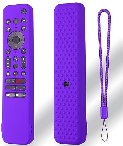 Custodia per telecomando compatibile con Sony RMF-TX810U/RMF-TX811U/RMF-TX910U, copertura protettiva per telecomando TV Custodia in silicone antiurto con cordino (solo custodia) (Viola)