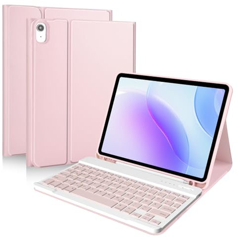 SZO Tastatur Hülle für iPad Air 11 Zoll M2 2024, für iPad Air 5/4 (2022/2020) 10,9 Zoll mit Tastatur Hülle, Ultraleichte Smart Keyboard Case, Pencil Halter und Kabellose Abnehmbare Keyboard,QWERTZ