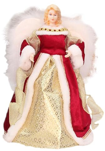 Fulenyi Weihnachtsbaumspitze Engel mit weißen Federflügeln, Engel Christbaumspitze Figuren für den Innenbereich, 31 x 18cm