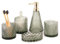 EMPO Ensemble complet d'accessoires de salle de bain en verre diamant 5 pièces, distributeur de lotion triangulaire, porte-savon, porte-brosse à dents, gobelet, pots à cotons-tiges, décoration