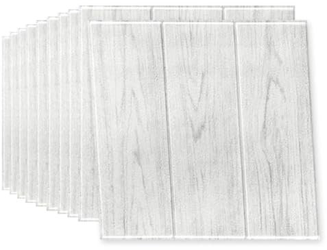 20PCS 3D Wandpaneele Holzoptik Styroporplatten Deckenpaneele aus XPS 35x35cm - Moderne Deckenverkleidung aus Styropor Kunststoff Wandplatten Feuchtraumgeeignet Deckenplatten Selbstklebend weiße Eiche