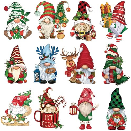 YOSICHY 24 Stück Weihnachtswichtel aus Holz, hängende Ornamente aus Holz, Hängedekoration für Weihnachtsbaumschmuck, Zwerg, Weihnachtsmannpuppe, hängendes Handwerk, Urlaub, Partyzubehör