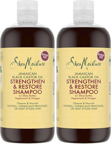 SHEA MOISTURE Jamaican Black Castor Oil Strengthen & Restore Shampoo sulphate free shampoo for natural, chemically processed, or heat styled hair 473 ml (Pack of 2)