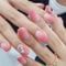 24pcs Short Coffin False Nails Pink Ombre Stick on Nails Rhinestone Press on Nails Removable Glue-on Nails Full Cover Ballerina Fake Nails Women Brides Nail Art Accessories