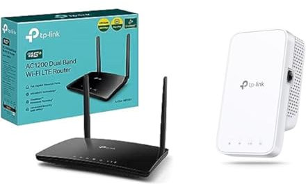 TP-Link Routeur Archer MR550 4G+ Cat6 300 Mbps, Wi-FI AC1200 Double Bande & Répéteur WiFi RE330 Amplificateur WiFi AC1200 Mbps,WiFi Extender jusqu'à 120㎡, Bouton WPS, Play and Plug