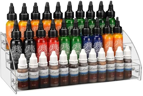 ATOMUS Nagellack-Organizer, Regal, Acryl, transparent, Tattoo-Tinte, Pigment, Nagellack, Gelhalter, Lippenstift, ätherisches Öl, Aufbewahrungsbox, Kosmetik-Display (3 Ebenen)