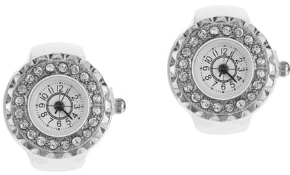 SAFIGLE 2stücke Dekorativer Damenring Mit Diamanten Elegante Ringuhr Für Frauen Modisches Schmuckstück Für Besondere Anlässe Geburtstag Und Feiertage