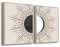 hyidecorart Sonne und Mond Boho Bilder Mit Rahmen Holz, Abstract Schwarz Linien Beige Geometrie Nordische Minimalistisch Modern Wandbilder Wohnzimmer Schlafzimmer Küche Esszimmer Büro Badezimmer