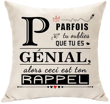 Hasodeo Positif Affirmation Quotidienne Décoratifs avec P Lettre et Inspirantes Cadeaux pour Femme Homme Famille et Pote Copain Copine Amis Sœur Frère Rappel Cadeau Housse de Coussins Original (P)