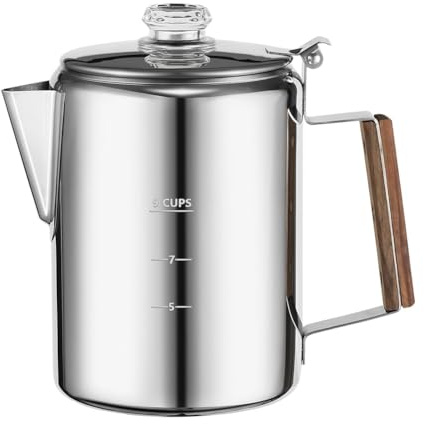 Rhghfujhgy Kaffee-Perkolatoren, Herd für Camping, Perkolator-Kaffeekanne, Edelstahl-Kaffeemaschine für zu Hause, 9 Tassen