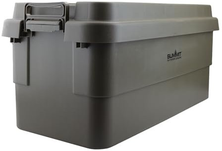 VFM e-Store - Storage Box 70L Carry Handles Camping Box, Lid Safe Dry Storage Outdoors Camping Hiking Holidays Festivals Travel - Green 36 X 39 X 76cm