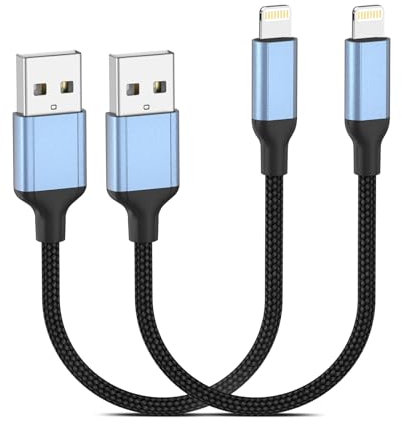 6 inch iPhone Charging Cable, 2 Pack [MFi Certified] 0.5ft USB A to Lightning Cable Fast Charging Braided Short iPhone Charger Cord for iPhone 14/13/12/11 Pro/XS/XR/X/8/7/6/Plus/iPad