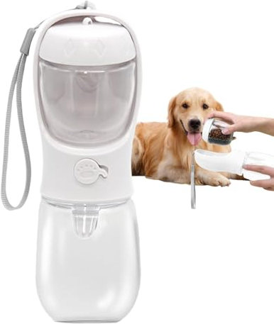 XIAOXIAOYU Gourde 2 en 1 pour chien - Bouteille d'eau pour promener le chien - Bouteille d'eau portable pour les animaux de compagnie avec récipient à nourriture pour la marche