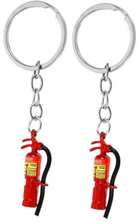 OFFSCH 2stücke Feuerwehrmann Schlüsselanhänger Dekorativer Feuerlöscher Anhänger Schlüsselring Taschenanhänger Handtaschenanhänger Schlüsselbundanhang