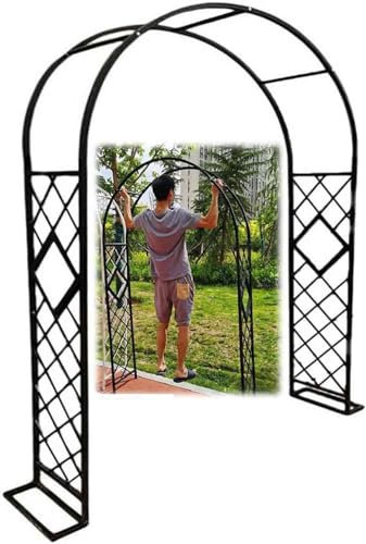 Arche de jardin en métal pour plantes grimpantes, tonnelle d'extérieur robuste avec revêtement en poudre, arche de jardin solide et robuste pour roses, vert, 140 x 230 cm (l x H)