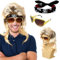 Hippie Kostüm Herren Set, 80er 70er Jahre Bekleidung Herren, Perücke Herren, Faschingskostüme Männer, Karneval Kostüme Accessoires, Hippie Kleidung mit Sonnenbrille Headscarf Fasching Punk (Disco)