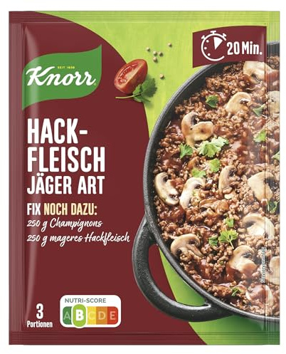 Knorr Fix Würzmischung Hackfleisch Jäger Art für ein leckeres Fleischgericht ohne geschmacksverstärkende Zusatzstoffe 3 Portionen