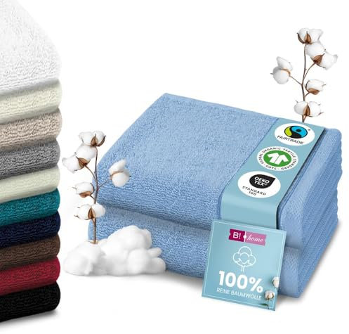 B!HOME 2er Set Premium Saunatücher [100% Baumwolle] 90x200 cm, hellblau / 2 große XXL Saunahandtücher Weich, Saugstark & Pflegeleicht/Badetuch Perfekt für Bad, Strand & Reisen/Damen & Herren