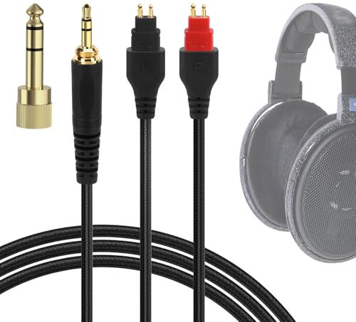 Geekria Cavo audio compatibile con Sennheiser HD 600, HD 650, HD 660S2, HD 6XX, cavo di ricambio da 3,5 mm (1/8) a 2 pin, in nylon intrecciato, con adattatore da 6,35 mm a 3,5 mm (1,5 m)
